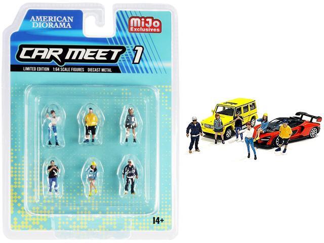 'Car Meet 1' 6 piece Diecast Figurine Set for 1/64 Scale Models by American Diorama