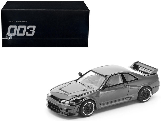 GTR R33 400R RHD (Right Hand Drive) Dark Chrome 'The Dark Chrome Series' 1/64 Die-Cast Model Car by Pop Race