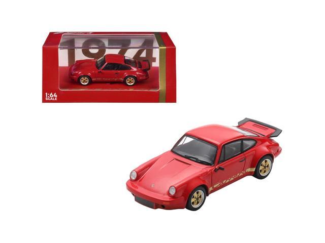 1974 Porsche 911 Carrera RS 3.0 Red with Gold Stripes 1/64 Model Car by Spark