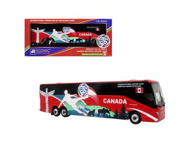 Prevost H3-45 Coach Bus 'Canada National Soccer Team' Red with Graphics 1/87 (HO) Diecast Model by Iconic Replicas