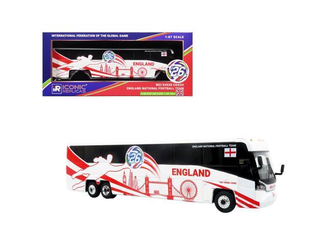 MCI D4520 Coach Bus 'England National Football Team' White with Graphics 1/87 (HO) Diecast Model by Iconic Replicas