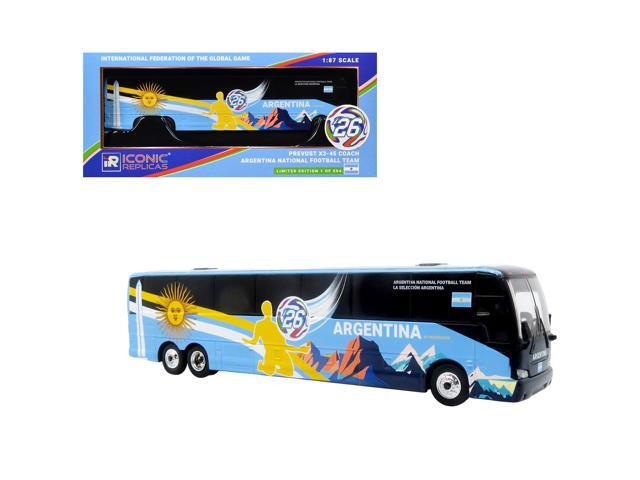 Prevost X3-45 Coach Bus 'Argentina National Football Team' Blue with Graphics 1/87 (HO) Diecast Model by Iconic Replicas