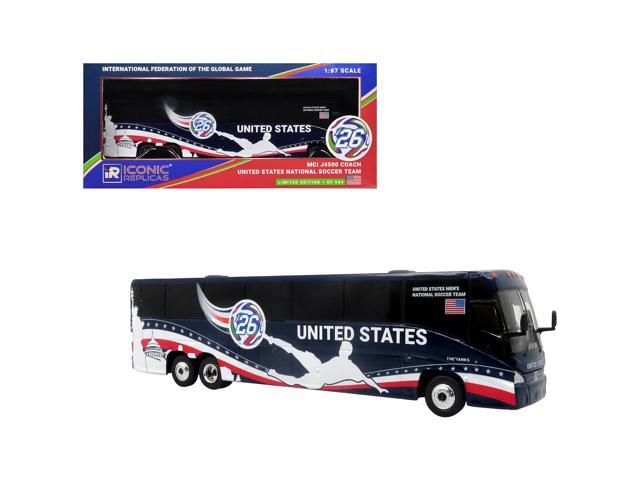 MCI J4500 Coach Bus Dark Blue with Graphics 1/87 (HO) Diecast Model by Iconic Replicas