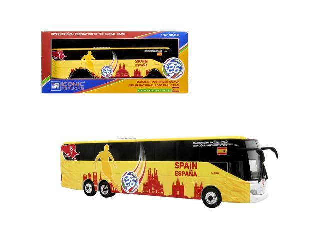 Daimler Tourrider Coach Bus 'Spain National Football Team' Yellow with Graphics 1/87 (HO) Diecast Model by Iconic Replicas