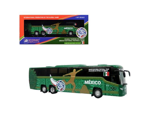 Scania Touring HD Coach Bus 'Mexico National Football Team' Green with Graphics 1/87 (HO) Diecast Model by Iconic Replicas