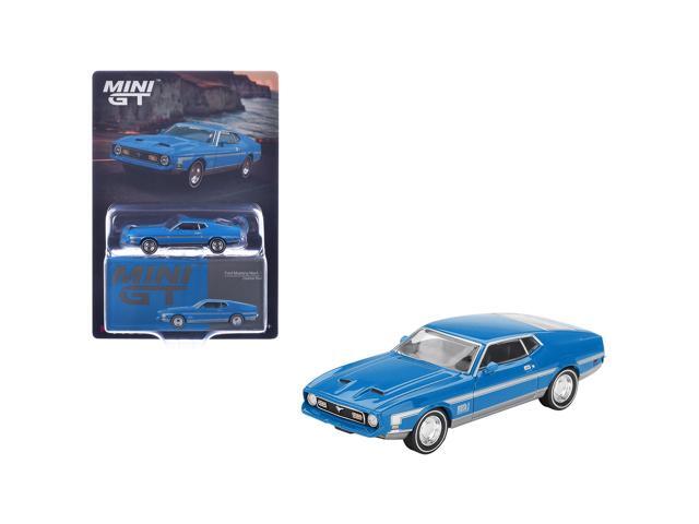 Ford Mustang Mach 1 Grabber Blue with Silver Stripes Limited Edition 1/64 Diecast Model Car by Mini GT