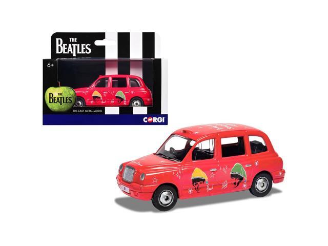 The Beatles London Taxi RHD (Right Hand Drive) 'Christmas Taxi' Red with Graphics Diecast Model by Corgi