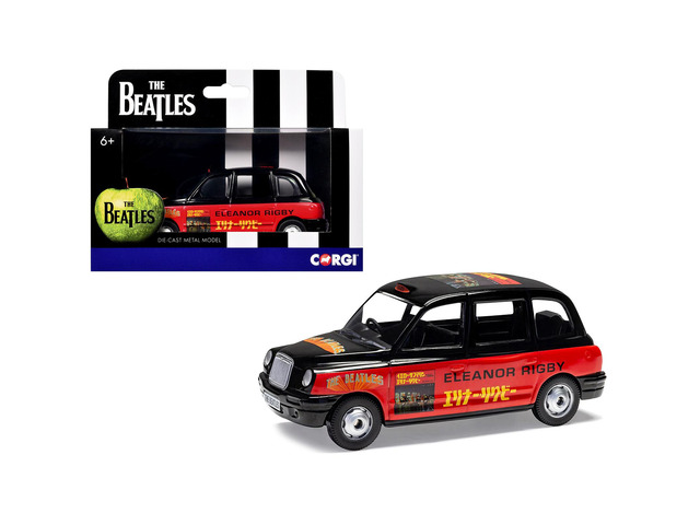 The Beatles London Taxi RHD 'Eleanor Rigby - Yellow Submarine' Black and Red with Graphics Diecast Model by Corgi