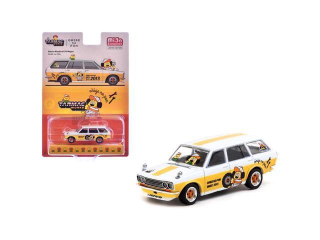 Datsun Bluebird 510 Wagon 'Ohige no Pon' White with Orange & Graphics 'Global64' Series 1/64 Diecast Model Car by Tarmac Works