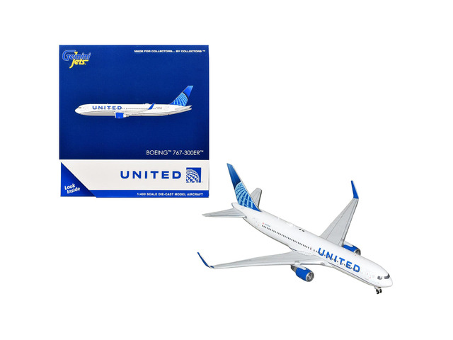 Boeing 767-300ER Commercial Aircraft 'United Airlines' (N670UA) White with Blue Tail 1/400 Diecast Model Airplane by GeminiJets