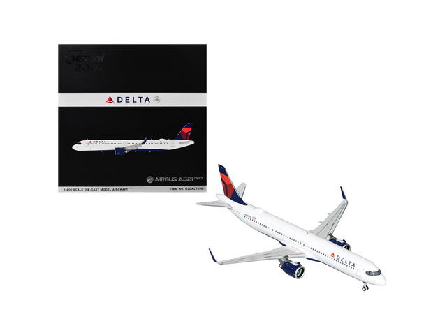 Airbus A321neo Commercial Aircraft 'Delta Air Lines' White with Blue and Red Tail 1/200 Diecast Model Airplane by GeminiJets