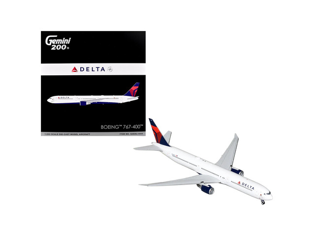 Boeing 767-400ER Commercial Aircraft 'Delta Air Lines' White with Blue and Red Tail 1/200 Diecast Model Airplane by GeminiJets