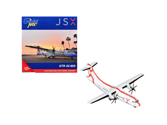 ATR 42-600 Commercial Aircraft 'JSX' (N400JX) White with Red Stripes 1/400 Diecast Model Airplane by GeminiJets