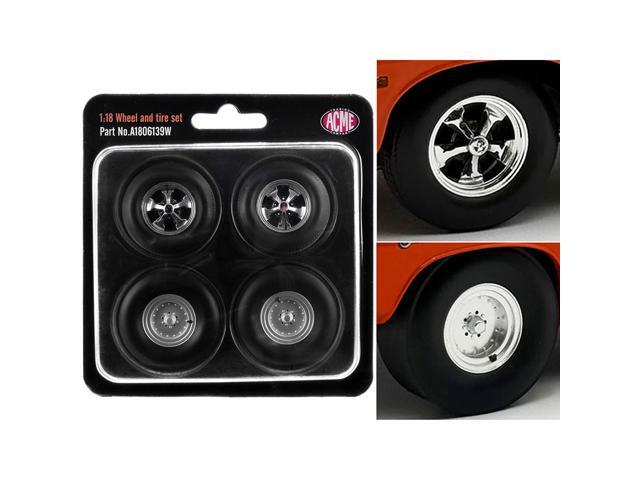 'Centerline/Keystone' Wheel and Tire Set of 4 pieces from 1970 Plymouth HEMI Cuda for 1/18 Scale Models by ACME