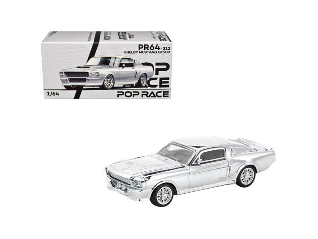 Shelby Mustang GT500 Silver Chrome 1/64 Diecast Model Car by Pop Race