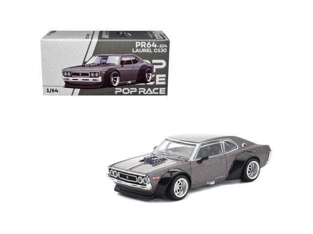 Datsun Laurel C130 RHD (Right Hand Drive) Gray Metallic 1/64 Diecast Model Car by Pop Race
