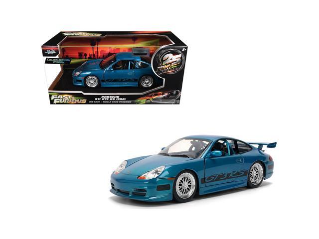 Porsche 911 GT3 RS (996) Blue Color Brush Finish 'Fast Five' (2011) '25 Years of Fast & Furious' 1/24 Diecast Model Car by Jada