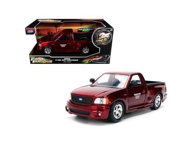 Ford F-150 SVT Lightning Pickup Truck Red Color Brush Finish '25 Years of Fast & Furious' Series 1/24 Diecast Model Car by Jada