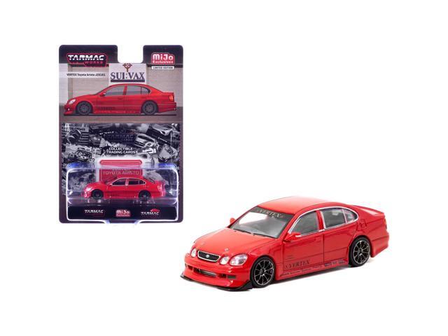 Toyota Vertex Aristo JZS161 RHD Red with Tarmac Cards 'Global64' Series 1/64 Diecast Model Car by Tarmac Works