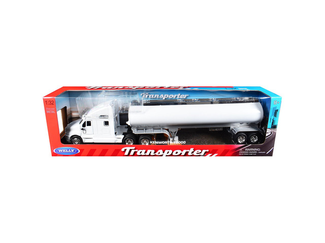 Kenworth T2000 Truck White with White Tanker Trailer 'Transporter' Series 1/32 Diecast Model by Welly