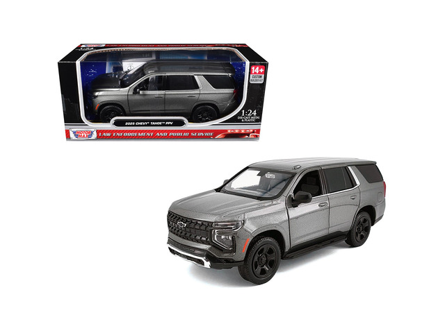 2025 Chevrolet Tahoe PPV Dark Gray Metallic 'Custom Builder's Kit' 1/24 Diecast Model Car by Motormax