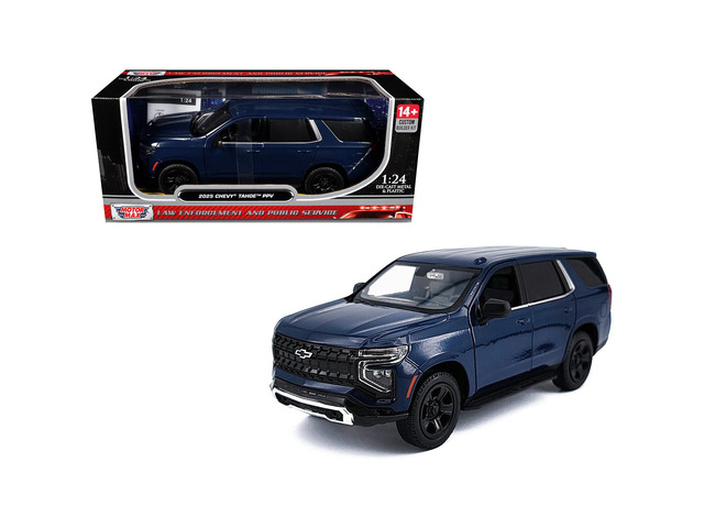 2025 Chevrolet Tahoe PPV Dark Blue 'Custom Builder's Kit' Series 1/24 Diecast Model Car by Motormax