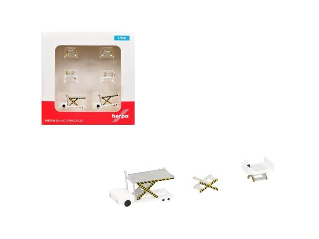 Container Loader 2 Vehicle Set White 1/500 Diecast Model by Herpa
