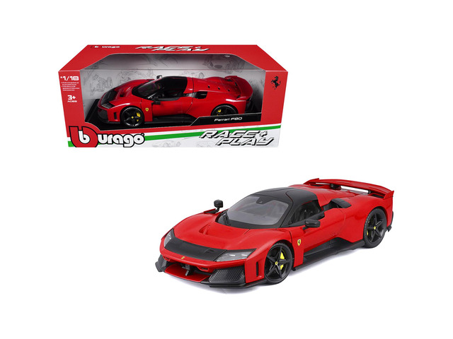 Ferrari F80 Red with Black Top 'Race + Play' Series 1/18 Diecast Model Car by Bburago