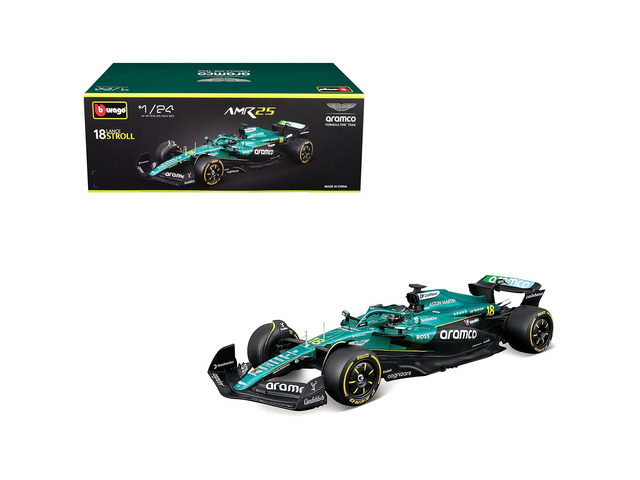 Aston Martin AMR25 #18 Lance Stroll 'Aramco' Formula One F1 'World Championship' (2025) 1/24 Diecast Model Car by Bburago
