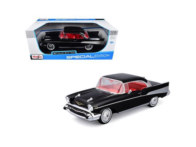 1957 Chevrolet Bel Air Coupe Black with Red Interior 'Special Edition' Series 1/18 Diecast Model Car by Maisto Adult Collectible