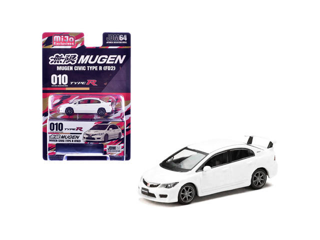 Honda Mugen Civic Type R (FD2) RHD (Right Hand Drive) Championship White 'JDM64' Series 1/64 Diecast Model Car by Hobby Japan