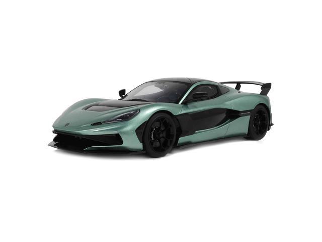 2024 Rimac Nevera R Green Metallic with Black Top 1/18 Model Car by GT Spirit