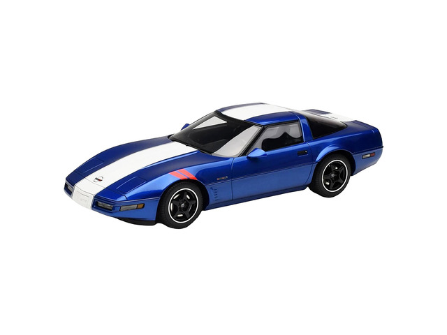 1996 Chevrolet Corvette C4 Grand Sport Blue Metallic with White Stripe 1/18 Model Car by GT Spirit