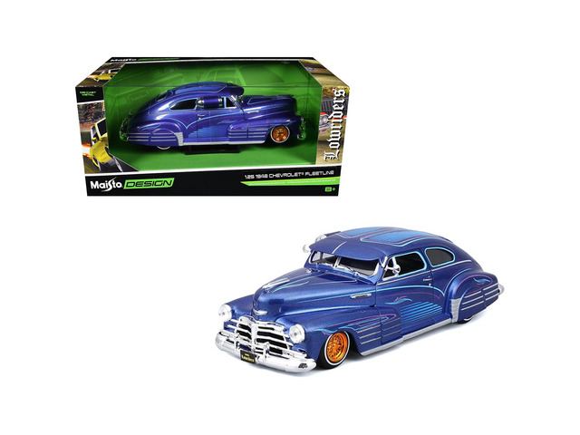 1948 Chevrolet Fleetline Lowrider Blue Metallic with Graphics 'Maisto Design' Series 1/25 Diecast Model Car by Maisto