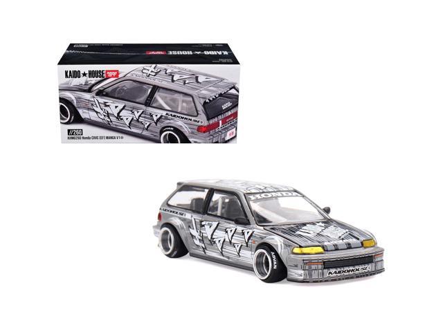 Honda Civic (EF) 'Manga V1' Gray Metallic with Graphics 'Kaido House' Special 1/64 Diecast Model Car by Mini GT