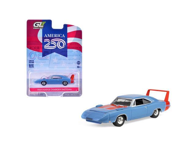 1969 Dodge Charger Daytona Blue with Red Stripes 'America 250 Edition' 1/64 Diecast Model Car by Greenlight