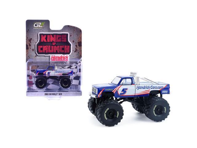 1981 Chevrolet K20 Monster Truck #5 'HendrickCars. com' Blue and White with Graphics 1/64 Diecast Model Car by Greenlight