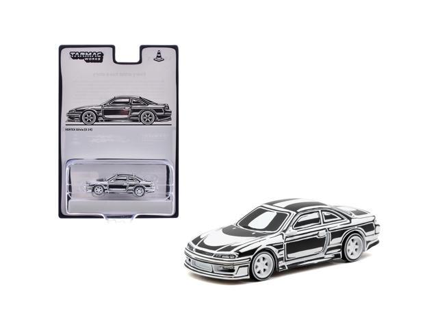 VERTEX Silvia (S14) 'Designed by Joshua Vides' Black and White 'Global64' Series 1/64 Diecast Model Car by Tarmac Works