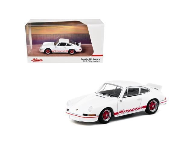 Porsche 911 Carrera RS 2.7 Lightweight White with Red Stripes 'Collab64' Series 1/64 Diecast Model Car by Schuco & Tarmac Works