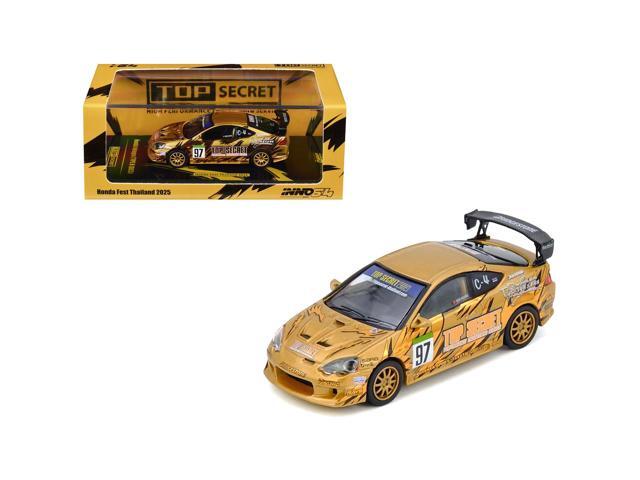 Honda Integra Type R (DC5) RHD #97 'Top Secret Thailand' Gold Metallic with Graphics 1/64 Diecast Model Car by Inno Models