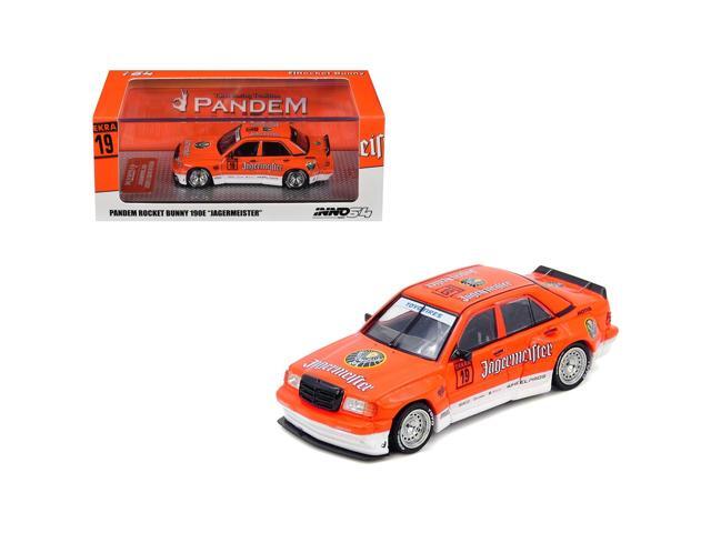 Pandem Rocket Bunny 190E #19 'Jagermeister' Orange and White 1/64 Diecast Model Car by Inno Models