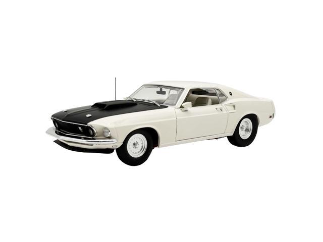 1969 Ford Mustang BOSS 429 'KK1201 Prototype - Unrestored Barn Find' White with Black Hood 1/18 Diecast Model Car by ACME