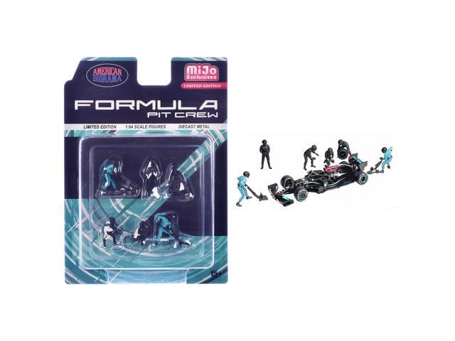 'Formula Pit Crew Team Black' 6 piece Diecast Figure Set (6 Figures) Limited Edition for 1/64 Scale Models by American Diorama