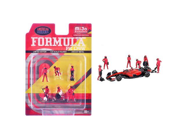 'Formula Pit Crew Team Red' 6 piece Diecast Figure Set (6 Figures) Limited Edition for 1/64 Scale Models by American Diorama
