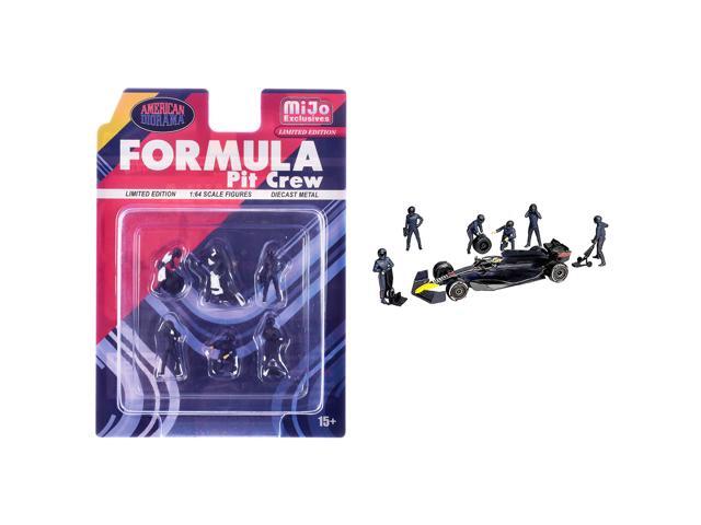 'Formula Pit Crew Team Blue' 6 piece Diecast Figure Set (6 Figures) Limited Edition for 1/64 Scale Models by American Diorama