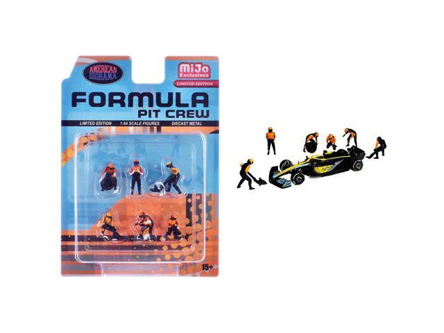 'Formula Pit Crew Team Orange' 6 piece Diecast Figure Set (6 Figures) Limited Ed for 1/64 Scale Models by American Diorama
