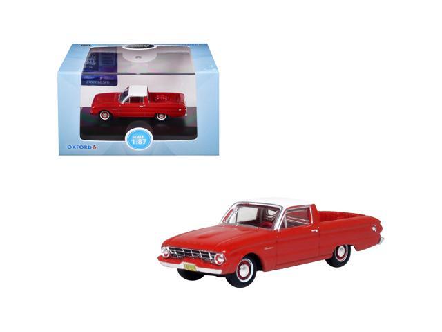 1960 Ford Falcon Ranchero Monte Carlo Red with Corinthian White Top 1/87 (HO) Scale Diecast Model Car by Oxford Diecast
