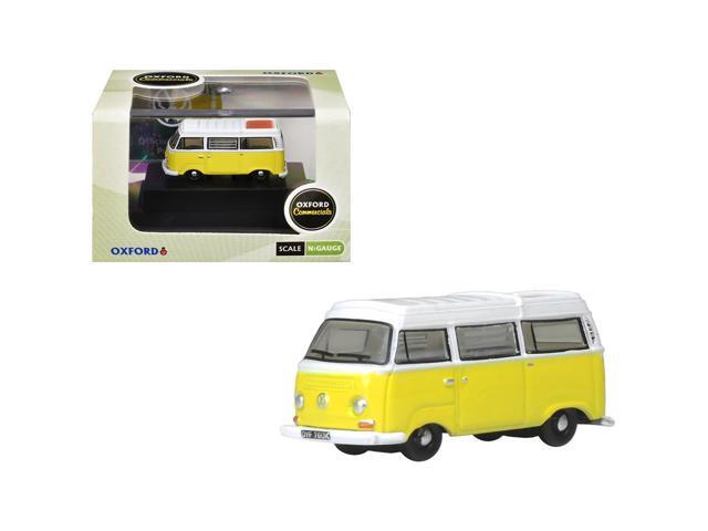 Volkswagen T2 Bay Window Camper Van Saturn Yellow and White 1/148 (N) Scale Diecast Model Car by Oxford Diecast