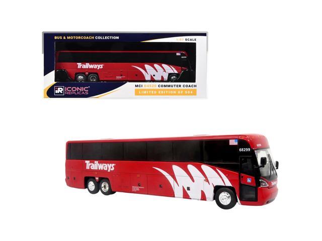 MCI D4520 Commuter Coach Bus 'Burlington Trailways' Red with White Graphics 1/87 (HO) Scale Diecast Model by Iconic Replicas