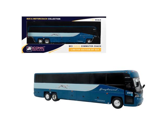 MCI D4520 Commuter Coach Bus 'Greyhound Lines' Blue with Light Blue Stripes 1/87 (HO) Scale Diecast Model by Iconic Replicas